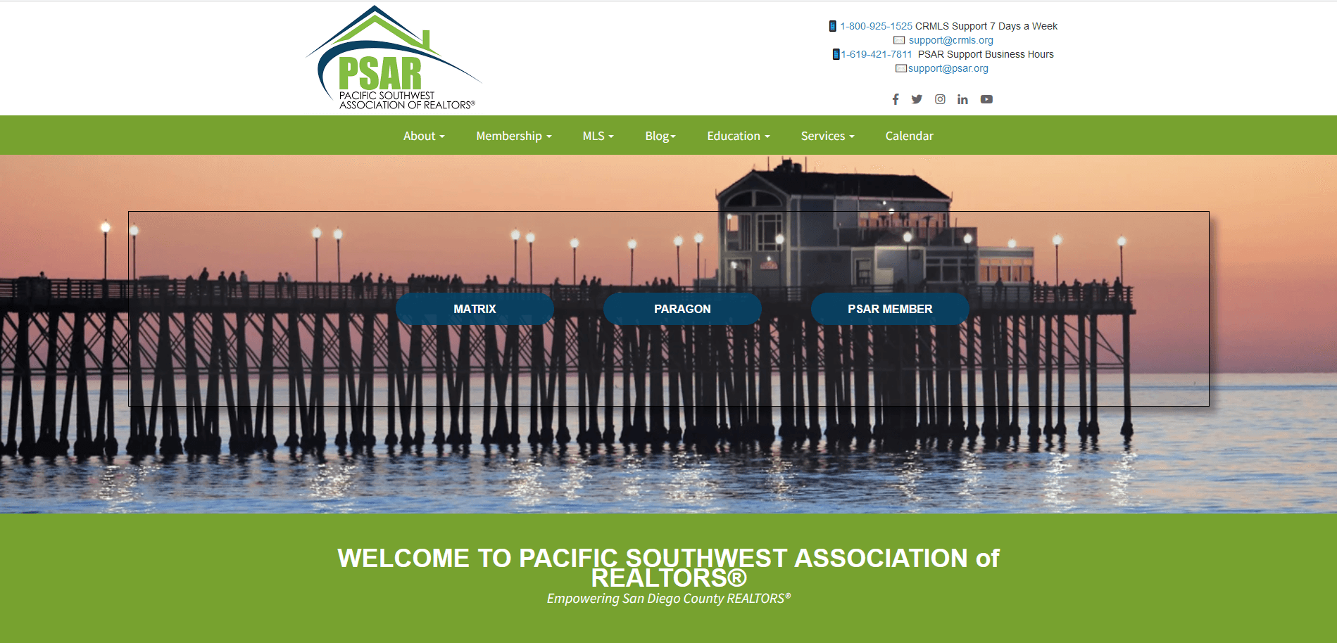 Picture of home page Pacific Southwest Association of Realtors